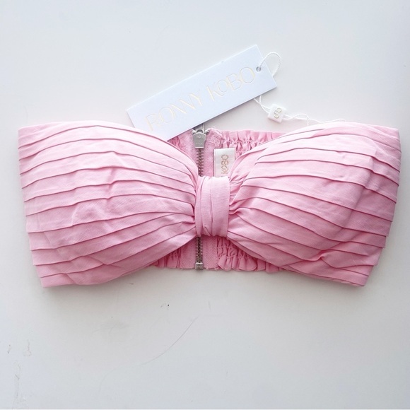 RONNY KOBO Revolve Mayan Pink Bow Pleated Bandeau Top NWT - Picture 4 of 11